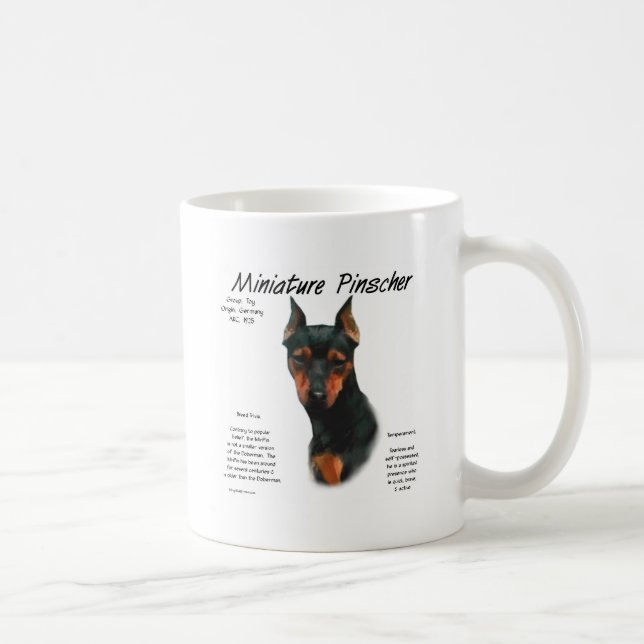 Miniature Pinscher (blk/rust) History Design Coffee Mug (Right)