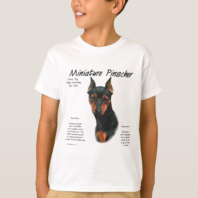 Miniature Pinscher (blk/rust) History Design T-Shirt (Front)