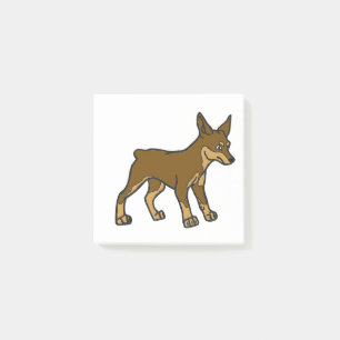 miniature pinscher cartoon chocolate and tan post-it notes