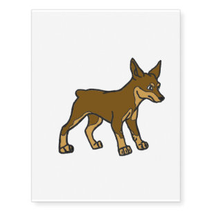 miniature pinscher cartoon chocolate and tan temporary tattoos