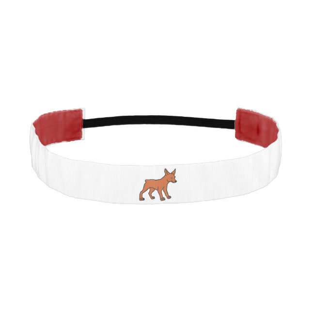 miniature pinscher cartoon red athletic headband (Front)