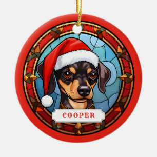 Miniature Pinscher Ceramic Circle Ornament