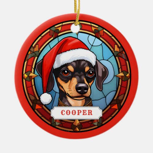 Miniature Pinscher Ceramic Circle Ornament