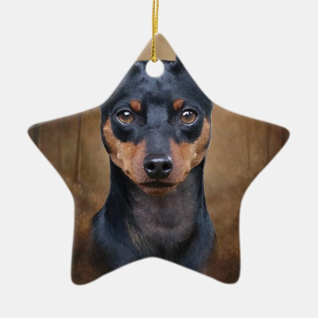 Miniature Pinscher Ceramic Ornament (Front)