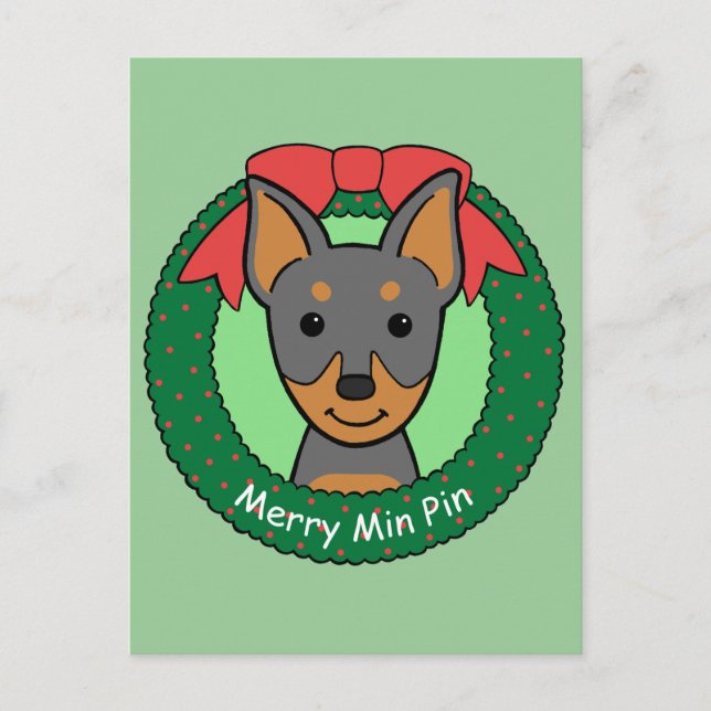 Miniature Pinscher Christmas Holiday Postcard (Front)