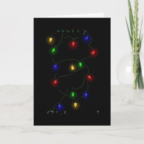 Miniature Pinscher Christmas Lights Holiday Card