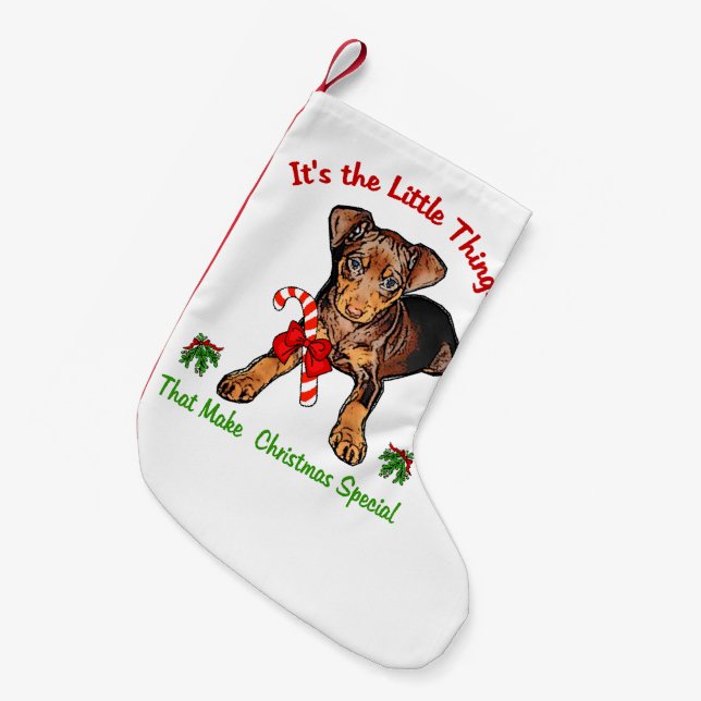 Miniature Pinscher Christmas Small Christmas Stocking (Front (Hanging))