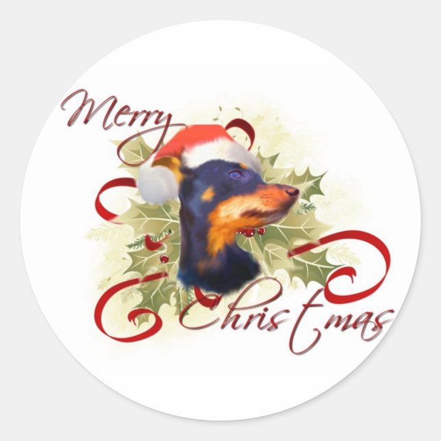 Miniature Pinscher Christmas Stickers (Front)