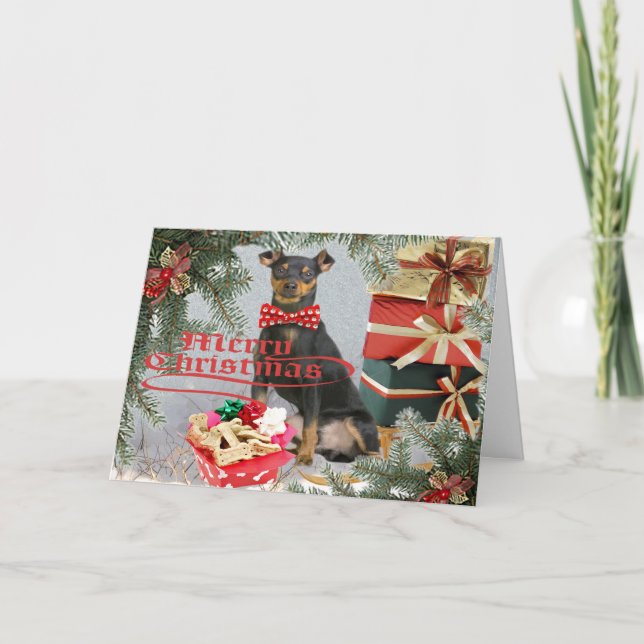 Miniature Pinscher Christmas to Your family Cards (Front)