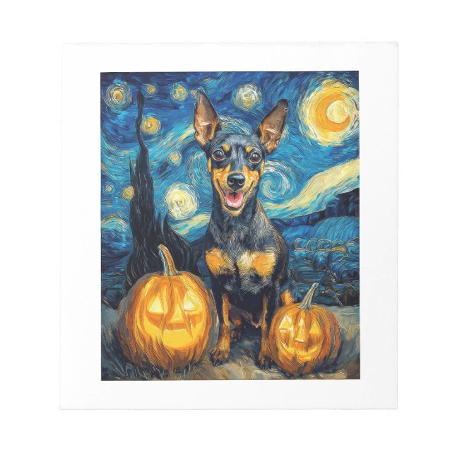 Miniature Pinscher Cute Dog Halloween Jack O Lante Notepad (Front)
