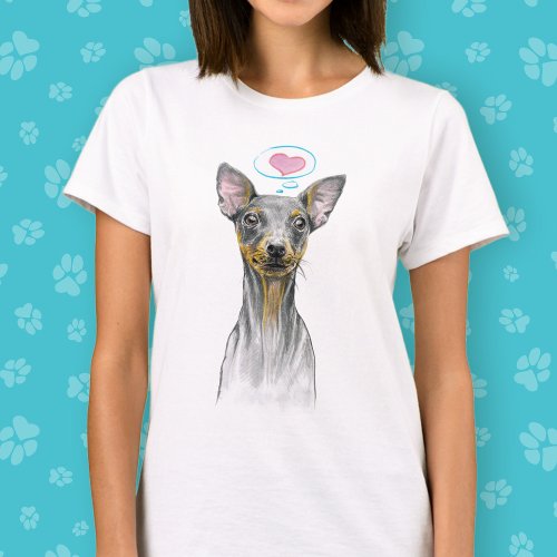 Miniature pinscher Cute Dog portrait with Heart T_Shirt