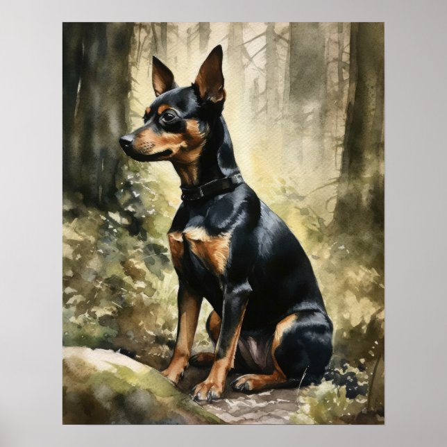 Miniature Pinscher Dog Art Print Poster (Front)