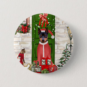 Miniature Pinscher Dog Christmas Button