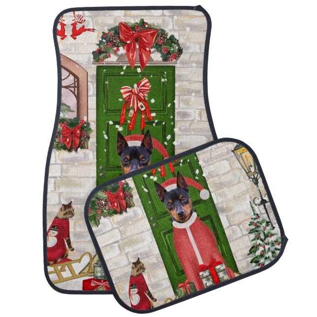 Miniature Pinscher Dog Christmas  Car Floor Mat (Set)