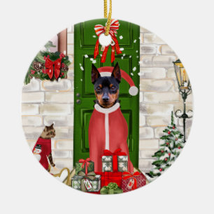 Miniature Pinscher Dog Christmas Ceramic Ornament