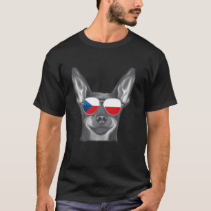 Miniature Pinscher Dog Czech Flag Sunglasses T-Shirt