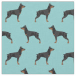 miniature pinscher dog light blue fabric