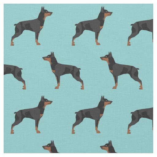miniature pinscher dog light blue fabric