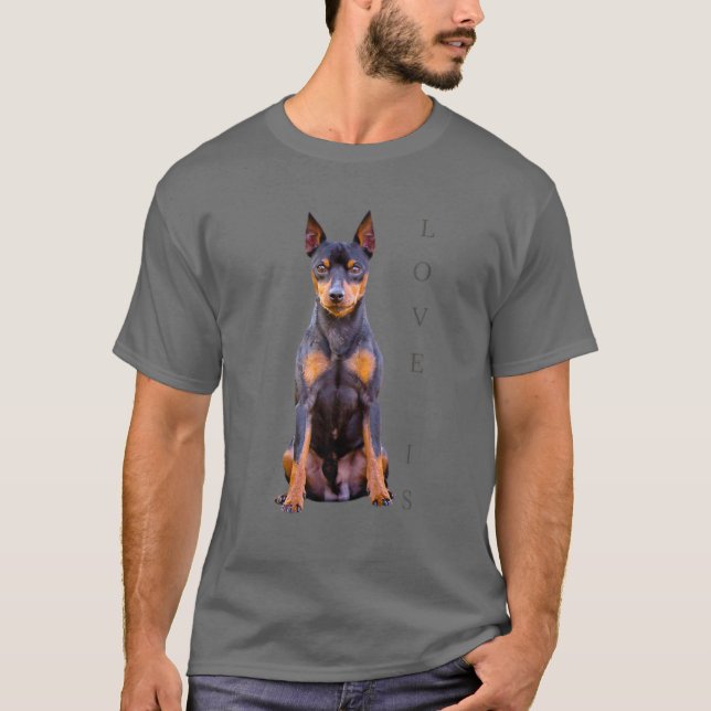 Miniature Pinscher Dog Mom Dad T Love Puppy Pet T-Shirt (Front)