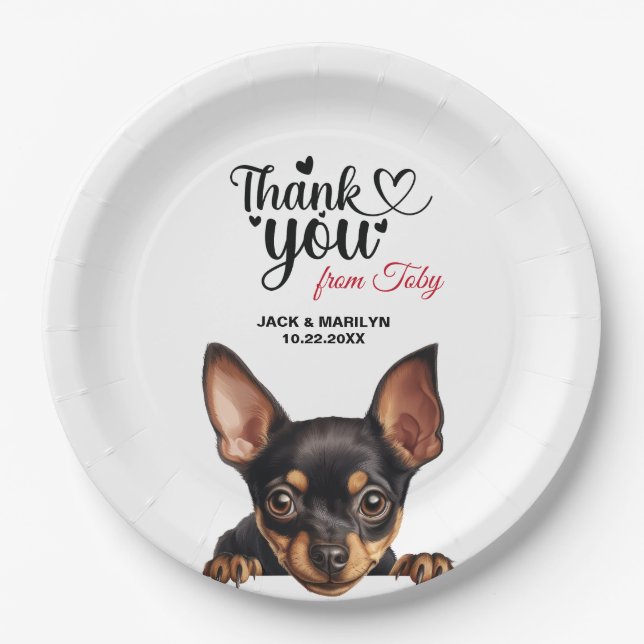 Miniature Pinscher Dog Paper Plates (Front)