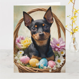 Miniature Pinscher Easter Eggs Card