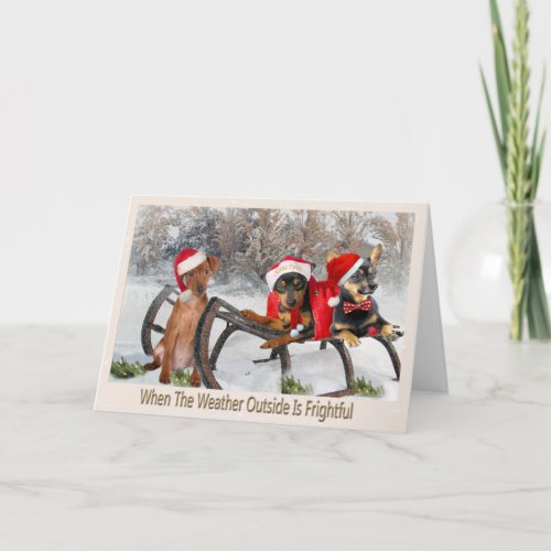 Miniature Pinscher Frighdoubts Weather Holiday Card
