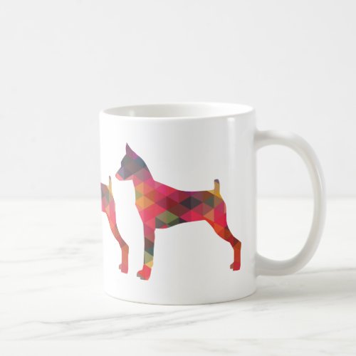 Miniature Pinscher Geometric Pattern Silhouette Coffee Mug