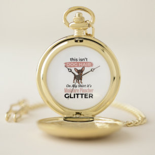 Miniature Pinscher Glitter Funny Dog Shirt Design_ Pocket Watch