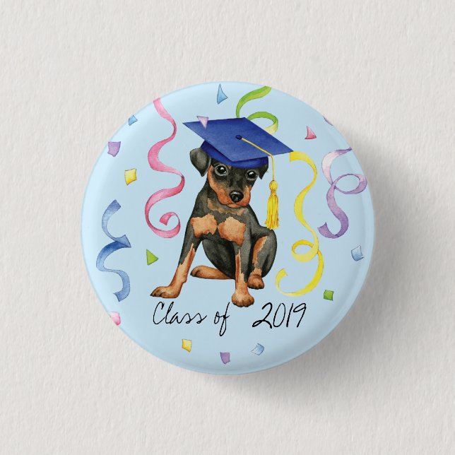 Miniature Pinscher Graduate Button (Front)