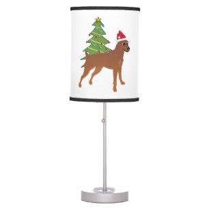 Miniature Pinscher in Santa Hat (Docked) Table Lamp