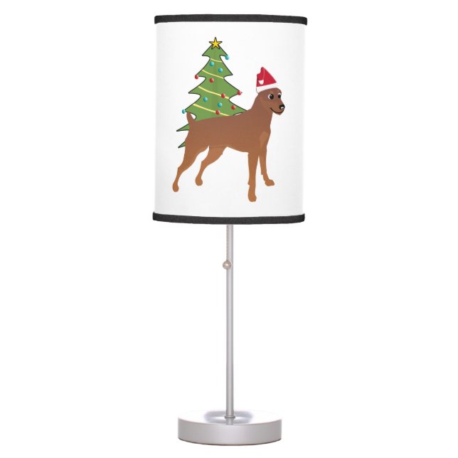 Miniature Pinscher in Santa Hat (Docked)   Table Lamp (Front)
