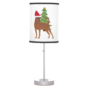 Miniature Pinscher in Santa Hat Table Lamp