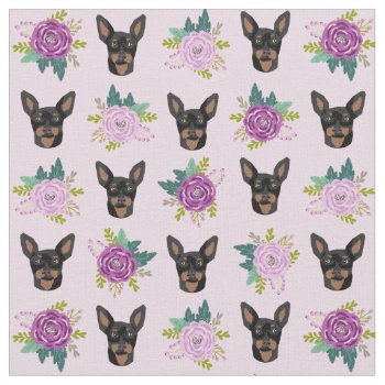 Miniature Pinscher Lavender Florals Dog Fabric by FriendlyPets at Zazzle