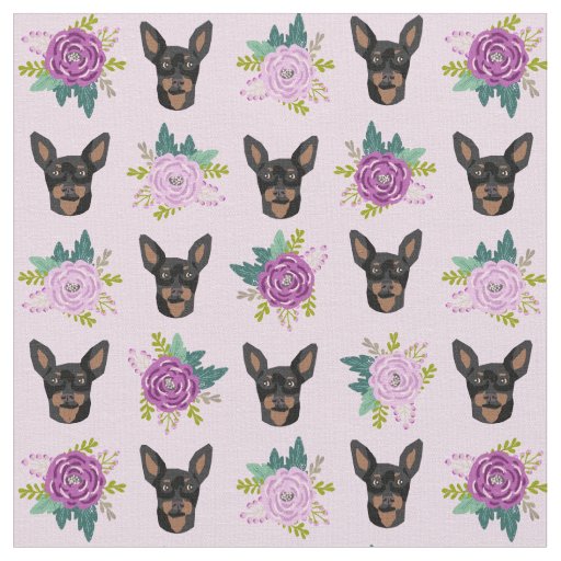 miniature pinscher lavender florals dog fabric