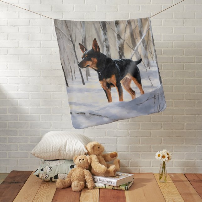 Miniature Pinscher Let It Snow Christmas Baby Blanket (In Situ)