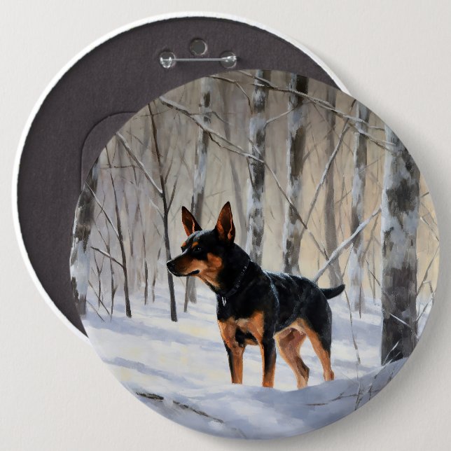 Miniature Pinscher Let It Snow Christmas Button (Front & Back)