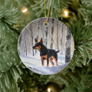 Miniature Pinscher Let It Snow Christmas Ceramic Ornament