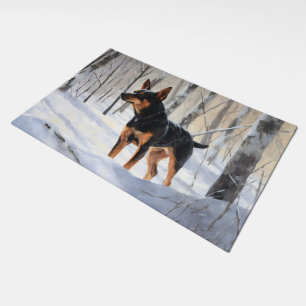 Miniature Pinscher Let It Snow Christmas Doormat