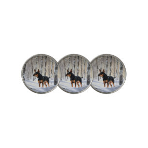 Miniature Pinscher Let It Snow Christmas Golf Ball Marker