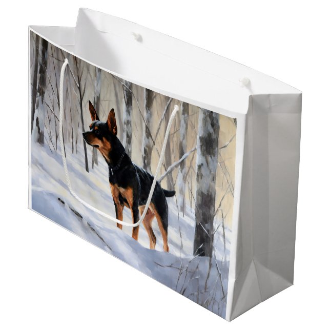 Miniature Pinscher Let It Snow Christmas Large Gift Bag (Front Angled)