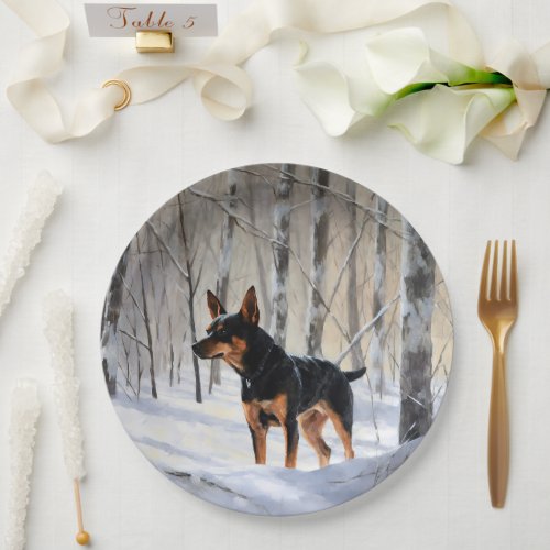 Miniature Pinscher Let It Snow Christmas Paper Plates