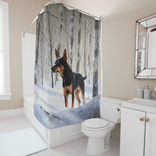 Miniature Pinscher Let It Snow Christmas Shower Curtain