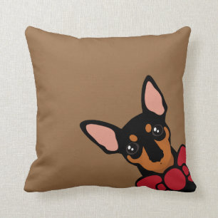 Miniature Pinscher (Min Pin) Bow Peekaboo Pillow