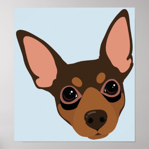 Miniature Pinscher Min Pin Dog Portrait Poster