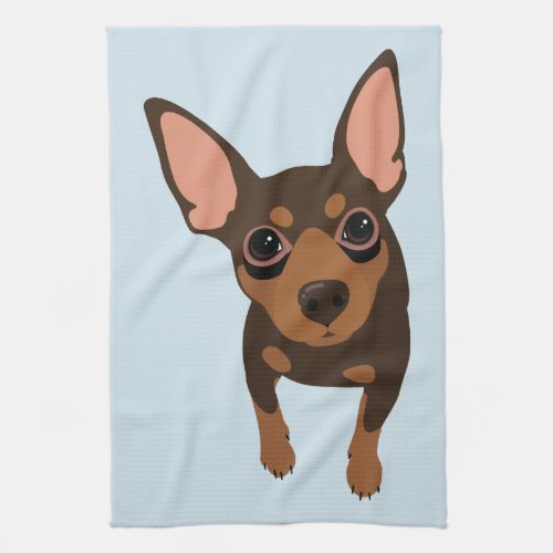 Miniature Pinscher Min Pin Dog Portrait Towel