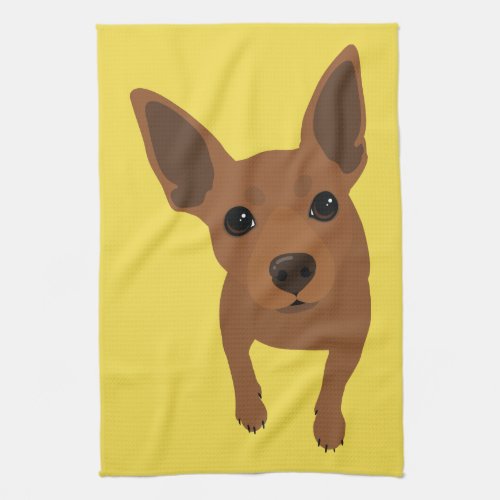 Miniature Pinscher Min Pin Dog Portrait Towel