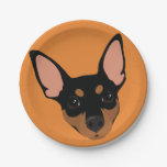 Miniature Pinscher Min Pin Portrait Paper Plate