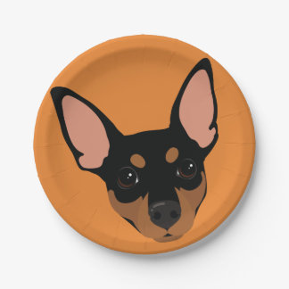 Miniature Pinscher Min Pin Portrait Paper Plate