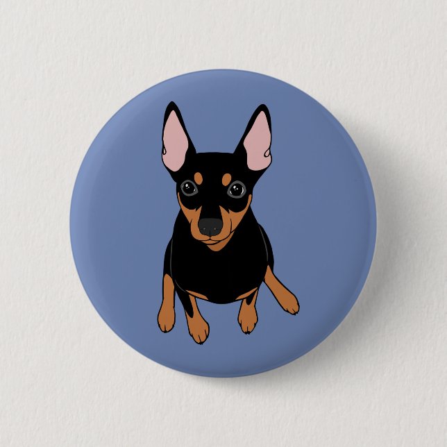 Miniature Pinscher Min Pin Standard Round Button (Front)