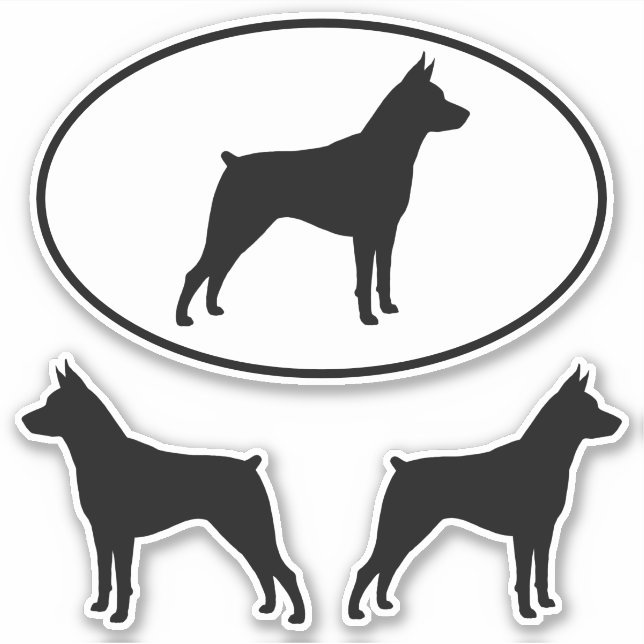 Miniature Pinscher MinPin Silhouettes Sticker Set (Front)